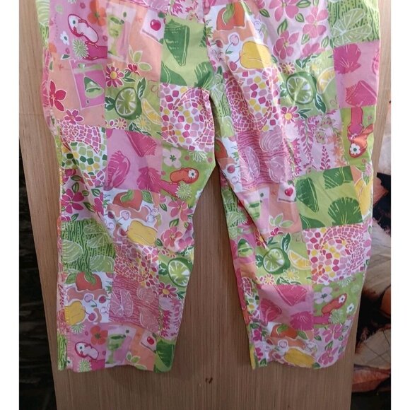Tahiti Reef Club (14) Women Pants Pink Tropical Floral Aloha‎ High Rise Capri - Picture 6 of 7